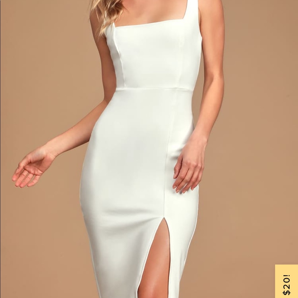 Size XS | Baby, You're The One White Sleeveless Bodycon Midi Dress